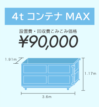 4tトラックMAX ¥90,000(設置費・回収費こみこみ価格)